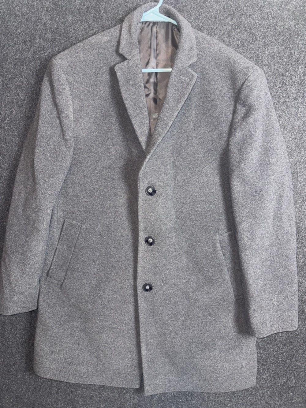 Calvin Klein Mens Wool Blend Overcoat Heather Grey 42R PROSO-7OUX023
